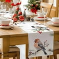 thumbnail image 2 of Christmas Table Runner Red Robin Bird Table Runners Berry Pine Needles Snow Cotton Linen Dresser Scarf Kitchen Dining Table Decor for Christmas Holiday Party Decor 13x90 Inch, 2 of 9