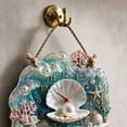 thumbnail image 4 of 2D Flat Wooden Nautical Shell Wall Clock,Silent Non-Ticking Hanging Wall Decor with Rope,Beach Themed Ornament for Living Room,Bathroom,Coastal Home Style, 4 of 8