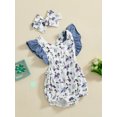 thumbnail image 3 of Musuos Newborn Girl Summer Jumpsuit 0-18Months Duck Print Ruffles Sleeve Romper and Headband Set Baby Cute Clothes Outfits, 3 of 8