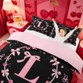 thumbnail image 3 of meiyoeat Pink Cute Bow Twin Duvet Cover,Initial Letter L Twin Bedding For Girl,Pink Reversible,2 Pieces,1 Duvet Cover and 1 Pillowcase, 3 of 6