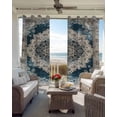 thumbnail image 6 of Boho Flower Blue Grey Kitchen Curtains Vintage National Floral Textured Cafe Short Curtains for Bathroom Blackout Window Curtain Small Window Treatment Drapes for Bedroom Living Room 42"x45"x2, 6 of 9