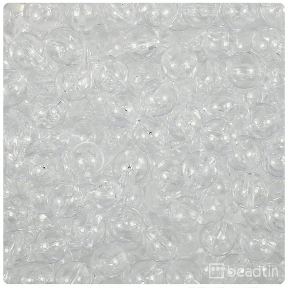 BeadTin Crystal Transparent 10mm Round Craft Beads (150pcs)