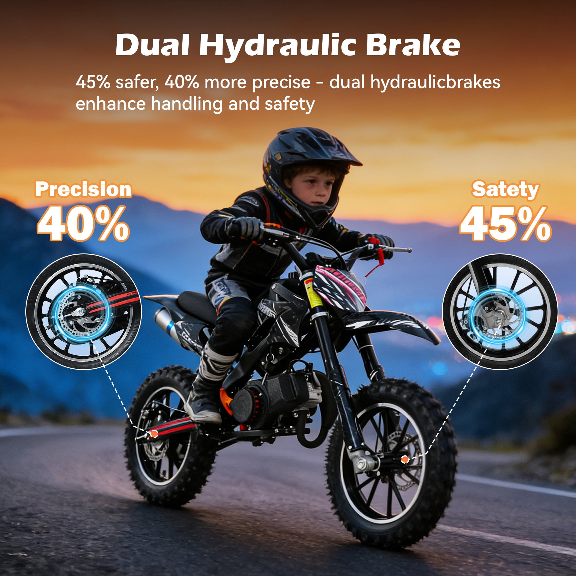 Gpower 49cc Dirt Bike for Kids 6-15,2-Stroke Gas Powered Mini Dirt Bike,1.5L Fuel Capacity,1-Seater,Black