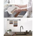 thumbnail image 5 of Brown Wooden Kitchen Dish Towels for Drying Dishes Set of 2, Grey Stripe Gradient Country Rustic Grain Waffle Weave Microfiber Hand Tea Bathroom Towels Quick Dry & Absorbent Towel 12x12, 5 of 7