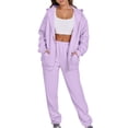 thumbnail image 6 of RYRJJ Sweatsuits for Women Set 2 Piece Outfits Oversized Full Zip Hoodie Jacket Sweatshirt Jogger Sweatpants Tracksuit Matching Sets(Purple,XXL), 6 of 9