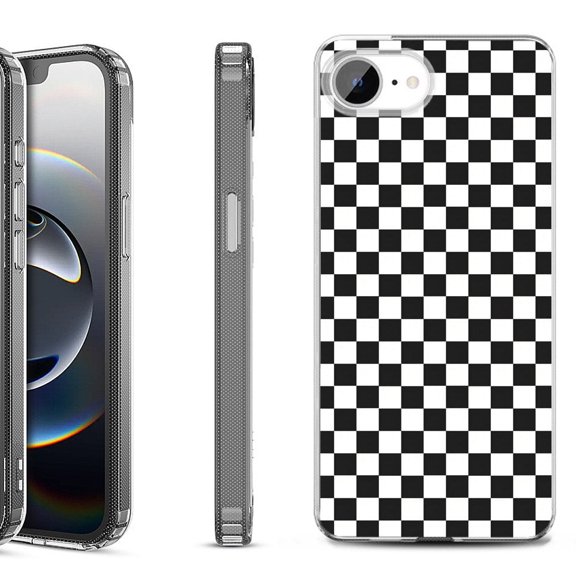 Shockproof Protective Phone Case for iPhone 16e, by OneToughShield - Checker B/W