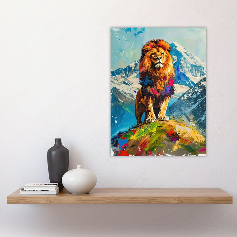 Colourful Lion Nature Animal Lover Mountain King Living Room Large