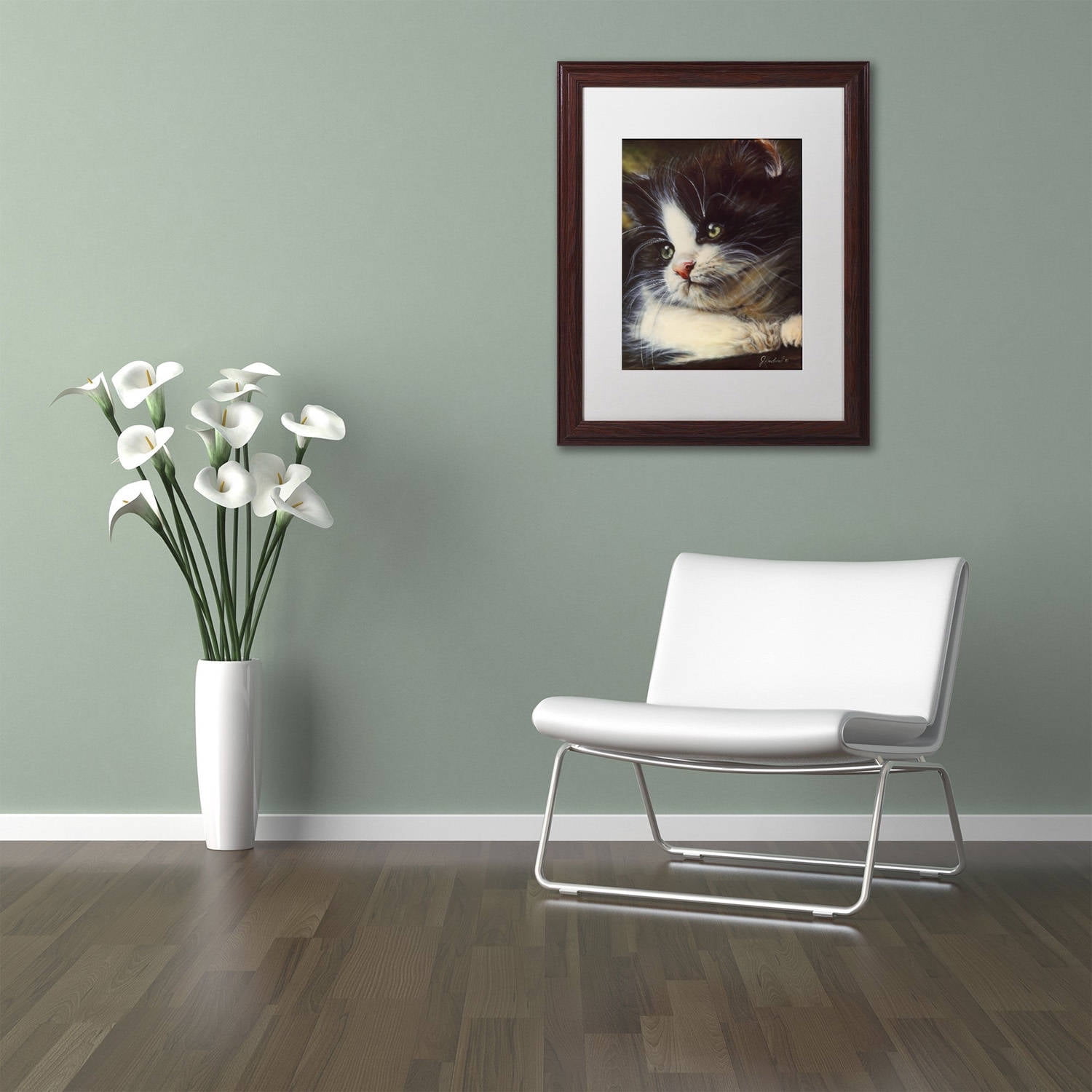 Trademark Fine Art 'Precious Moment' Canvas Art by Jenny Newland, White Matte, Wood Frame