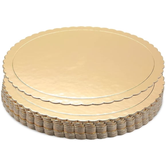 Tabla para tartas Juvale Gold festoneada de 10 pulgadas, redonda (paquete de 12)
