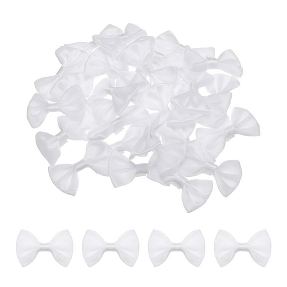 Uxcell 30pcs White Bow Ties 1.5"x1" Mini Bowknot for Crafting Little Satin Bows