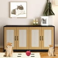 thumbnail image 3 of Garvee Litter Box Enclosure for 2 Cats, 47.2" Large Wood Hidden Litter Box Furniture for 2 Boxes with Sisal Doors and Sliding Drawers, Indoor Cat House TV Stand, 3 of 7
