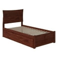 thumbnail image 1 of Leo & Lacey Transitional Solid Wood Twin Trundle Platform Bed in Walnut, 1 of 6