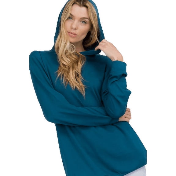 YELETE Women’s No Strings Attached Hoodie, Teal S