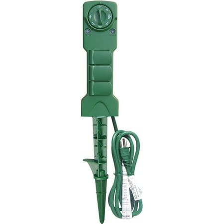 Holiday Time 3-Outlet Power Stake with Timer, Waterproof Construction