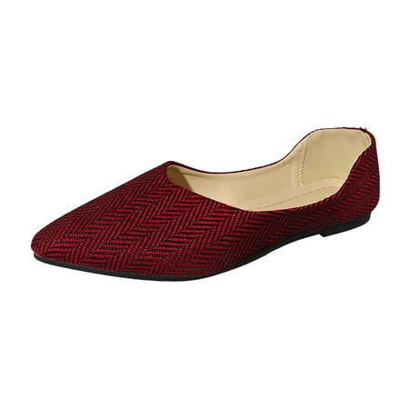 

PMUYBHF Women s Shoes Wide Width Summer Ladies Fashion Breathable Color Nlocking Cloth Top Pointed Flat Bottomed Casual Single Shoes