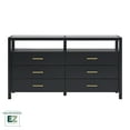 thumbnail image 6 of Walker Edison Modern Easy Assembly Solid Wood Dresser with Glass Top Black, 6 of 14