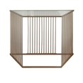 thumbnail image 1 of Benzara BM201980 Metal & Glass Sofa Table with Vertical Slat Design, Gold, 1 of 1