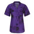 thumbnail image 3 of Summer Cotton Short Sleeve Oversized Floral T Shirts for Women Purple Tops Fashion Plus Printing Easy Shirt Size Top Blouse Pocket Women's L, 3 of 9
