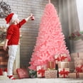 thumbnail image 2 of Topbuy 7.5Ft Artificial Christmas Tree Hinged Spruce Full Tree with Metal Stand Pink, 2 of 9