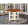 thumbnail image 2 of East West Furniture Sudbury Wood Dining Table with 2 Shelves in Cream/Cherry, 2 of 2
