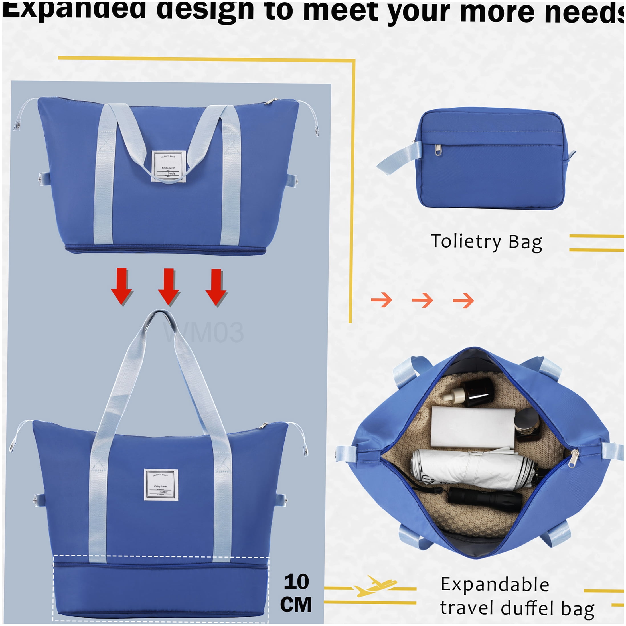 Lightweight ABS Expandable Suitcase Set with TSA Lock, 20in & 24in Blue Spinner Wheel Luggage Combo