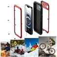 thumbnail image 4 of for iPhone 16e Hard Case, Luxury Shockproof 3-Layer Protection [With Screen Protector] Heavy Duty Protection Cover Metal Rugged Case for iPhone 16e, Red, 4 of 8