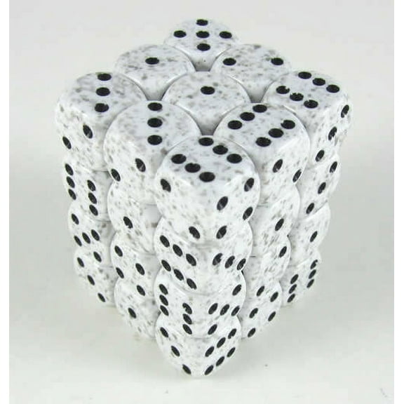 Arctic Camo Speckled D6 Dice with Black Pips 12mm (1/2in) Pack of 36 Dice Chessex