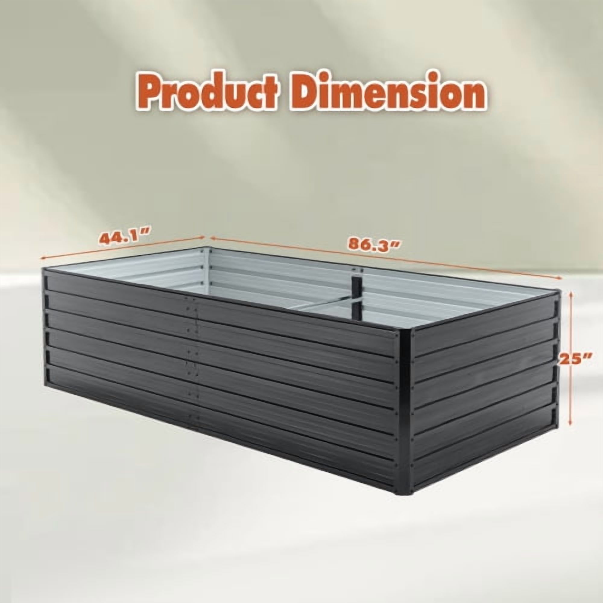 8x4x2 FT Metal Raised Garden Bed Outdoor Galvanized Raised Garden Bed Kit,Vegetable Boxes-Rectangle Metal Flower Box,Large Planter Raised Beds Outdoor Garden for Planting,Fruit,Herb-Black