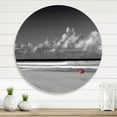 thumbnail image 2 of Designart 'Black and White Coastline Under Cloudy Sky' Lake House Circle Metal Wall Art 11x11 - Disc of 11, 2 of 5