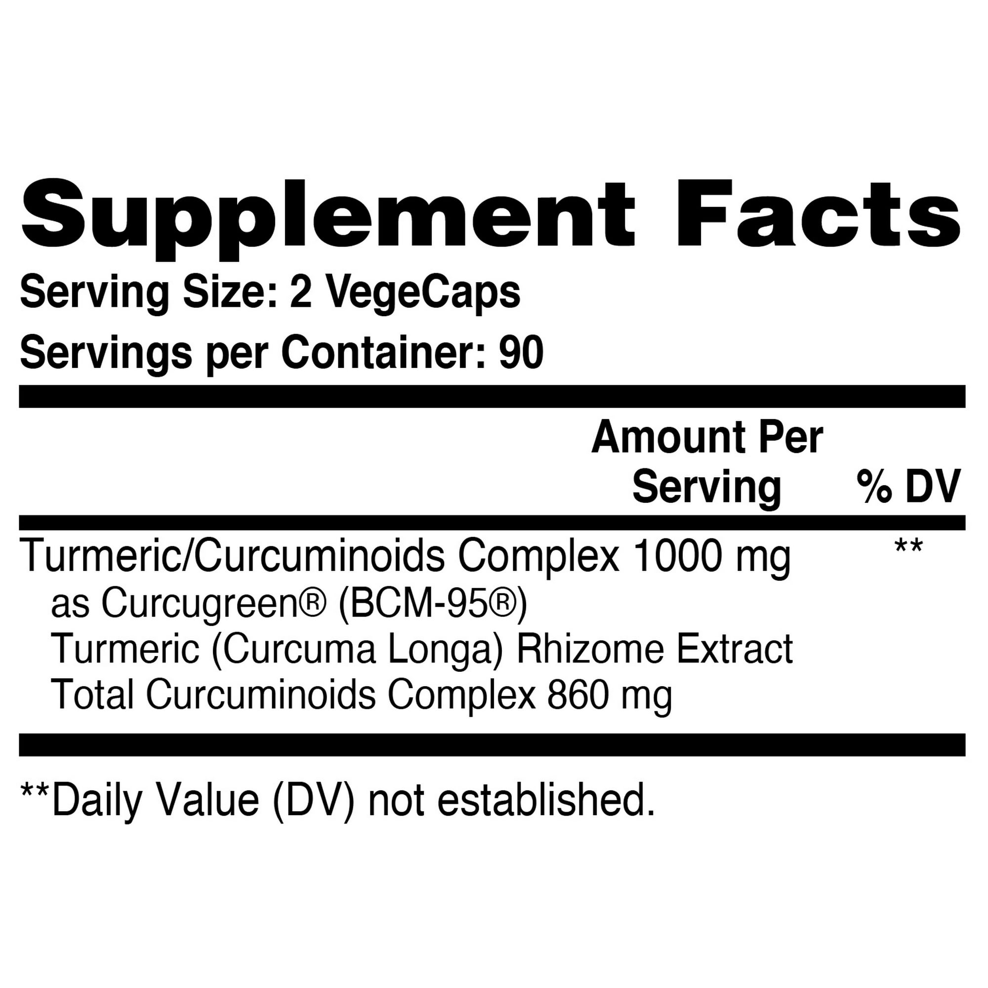 Turmeric Curcumin Complex (Vegan) as BCM-95® Curcugreen® (1000mg) 180 Vegecaps by Health Thru Nutrition