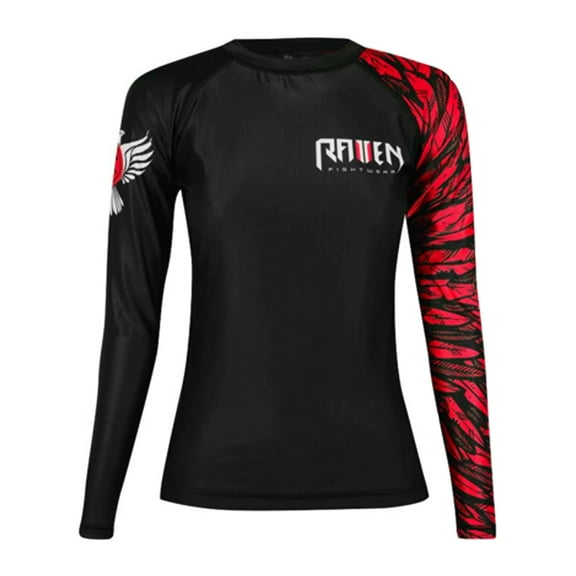 Raven Fightwear Women's Aerial Assault BJJ Rash Guard MMA Black/Red