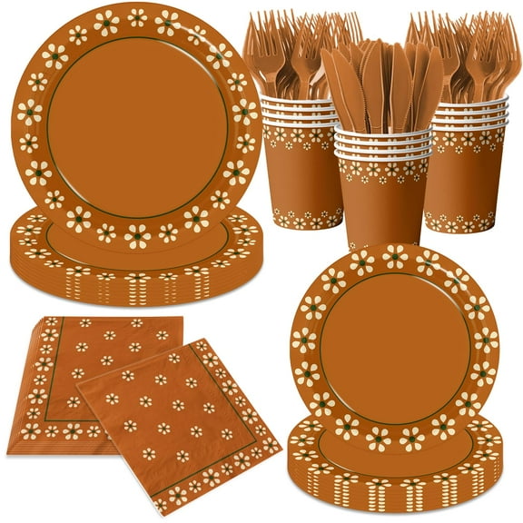 Platos De Barro Mexicanos Paper Plates，Mexica Party Decoration Mexican Cups Napkins for Mexican Theme Party Decorations,Servrs 24 C113