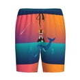 thumbnail image 4 of Gaeub Lighthouse and Whale Printed Men's Short Pajama Pants, Lightweight Lounge & Sleep Bottoms Keep You Cool - X-Large, 4 of 9