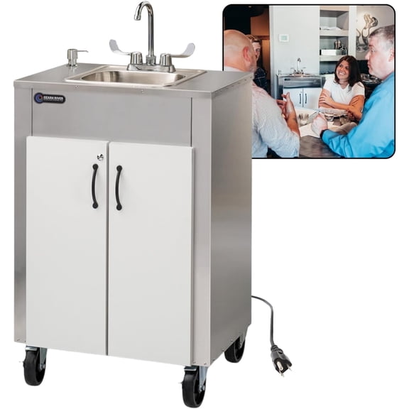 Ozark River Manufacturing Elite LS1, White Doors-White Edges, NSF Certified Food Service Portable Sink Hand Wash Station, 110V