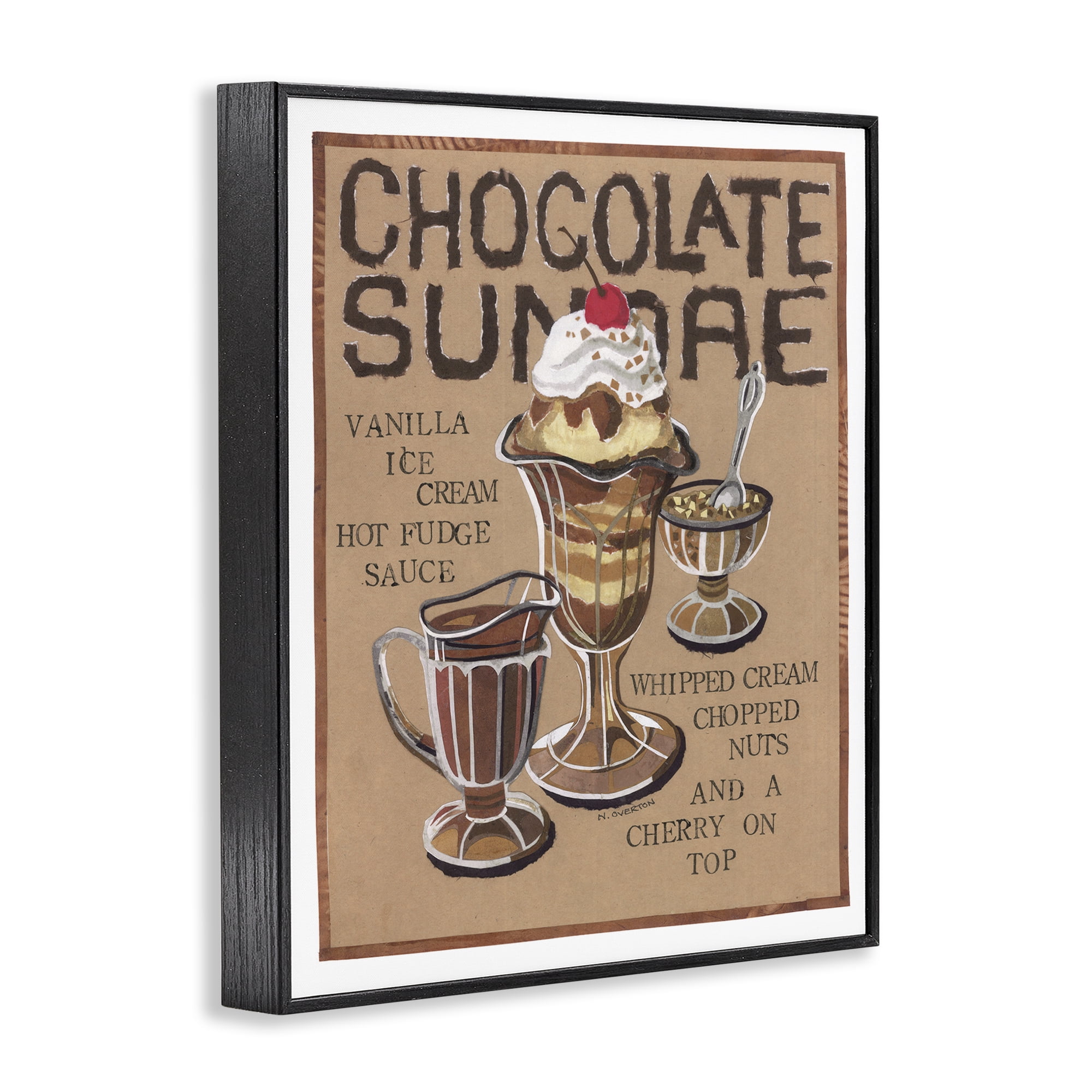 Stupell Industries Chocolate Sundae Recipe Food & Beverage Painting Black Framed Art Print Wall Art, 11 x 14