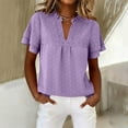 thumbnail image 4 of Bosfbaoi Women's Summer Tunic Tops, Loose Fit Double Ruffle Sleeve V Neck Blouse, Cute Dressy Casual Shirts for Work, Vacation, Daily Wear, 4 of 9