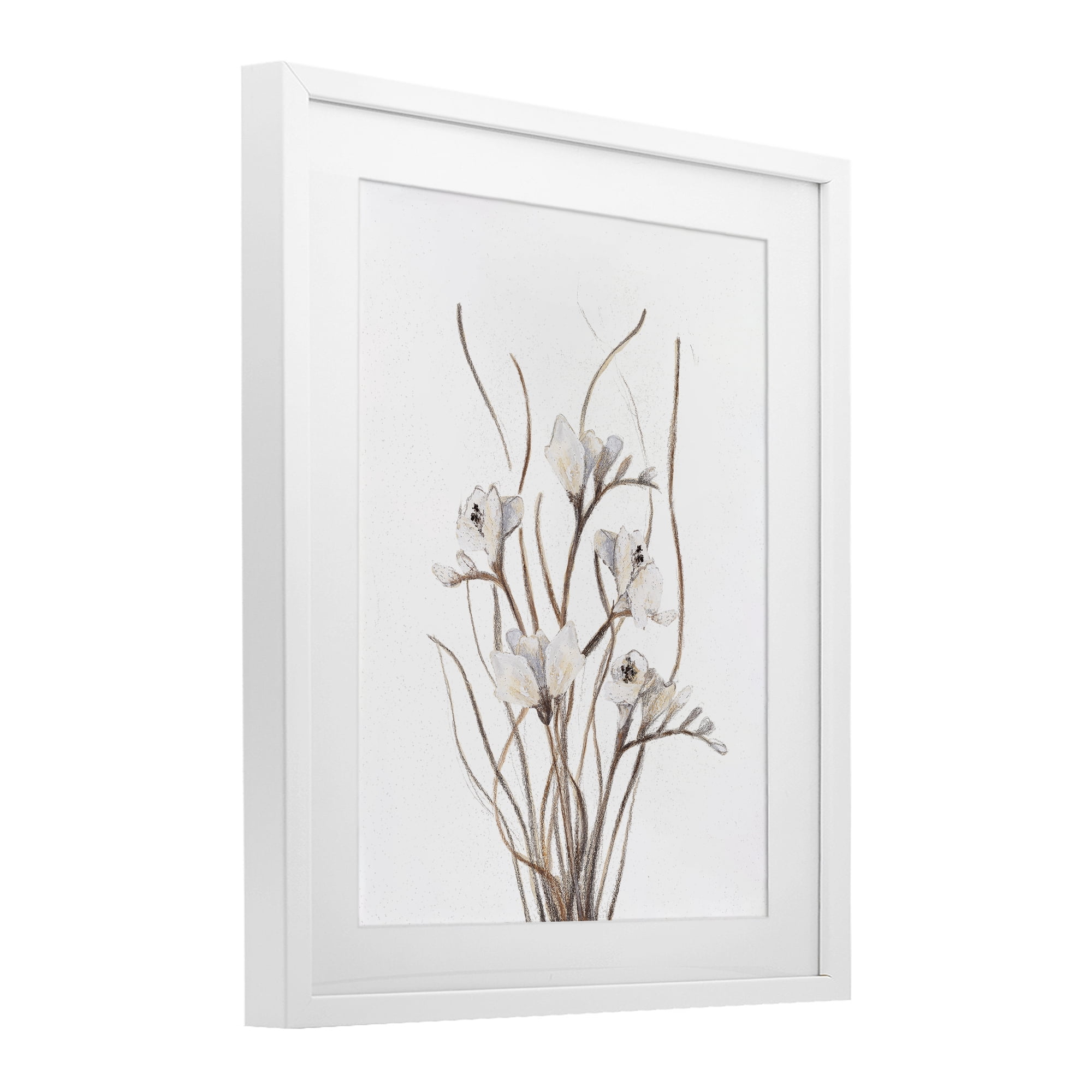 Stupell Industries Curly Branches on White White Framed Print Under Glass, design by Lanie Loreth