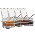 thumbnail image 5 of Estante transparente para condimentos, botes para especias, caja acrílica para condimentos de 4 piezas, contenedor de almacenamiento, tarros para condimentos con tapa y cuchara, 5 of 5