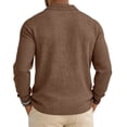 thumbnail image 5 of Havenx Slub Cotton Linen Polo Shirts for Men Long Sleeve Button Down Polo Shirt Collared T Shirts Refreshing Silky Soft Lightweight Summer Clothes,Brown 3XL, 5 of 7