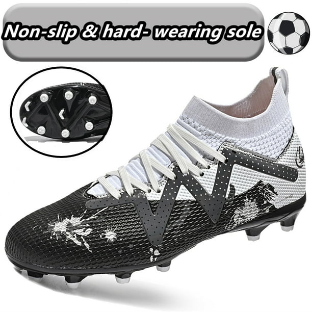 Cyiecw Men s Soccer Shoes High Top Laceless Firm Ground Football Shoes Outdoor Indoor Boys Athletic Soccer Cleats