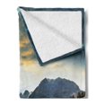 thumbnail image 2 of Woodland Soft Flannel Fleece Blanket, Autumn in Mountain Yellow Colored Grassland Sun Rays Clouds Cloudscape, Cozy Plush for Indoor and Outdoor Use, 60" x 80", Earth Yellow Bluegrey, by Ambesonne, 2 of 5