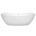 thumbnail image 3 of Rebecca 70 Inch Freestanding Bathtub in White with Shiny White Drain and Overflow Trim, 3 of 8