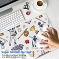 thumbnail image 4 of Long Mouse Pads for Desk,White Baseball Fun Club Pattern Desk Mats on Top Of Desks, Desk Mouse Pad Extra Large with 3mm Non-Slip Base and Stitched Edge for Gaming,Office,Work,Home 35.4"x15.7", 4 of 6