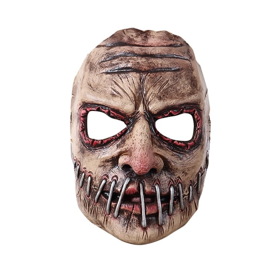 Halloween Scary Latex Mask Creepy Stitched Mouth Zombie Costume Mask for Adult Cosplay Party