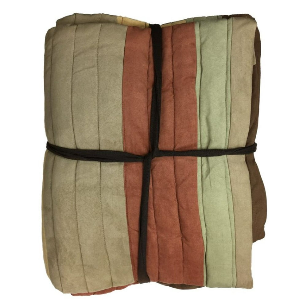Home Faux Suede Earth Tone Rust & Tan Quilt Twin Bedding Quilted Comforter