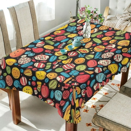 

WOBOGO A Variety Of Snack Patterns Square Tablecloth 60×90in Polyester Fabric Tablecloth Washable Dust Resistant Wrinkle Resistant