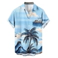 thumbnail image 4 of Handshe Men's Hawaiian Print Short Sleeve Shirt, Button-Down Camp Collar Shirt with Floral Patterns, Casual Linen Blend Shirt for Beach Vacation and Summer Outings, 4 of 6