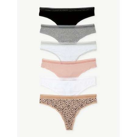 

Joyspun Women s Cotton Thong Panties 6-Pack Sizes S to 2XL