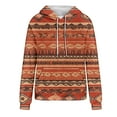 thumbnail image 3 of Women's Geometric Print Aztec Hoodie Pullover Cowgirl Western Ethnic Rhombus Printed Hooded Sweatshirt, 3 of 4