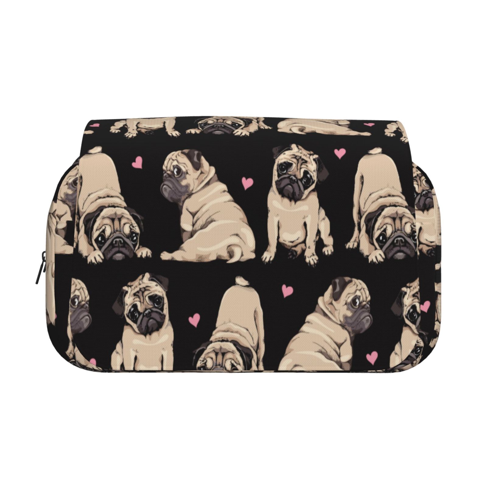 Rateoe French Bulldog Pattern Double Clamshell Pen Case, Storage Organizer with Two Zipper Compartments– Holds Up to 50 Pencils & Pens